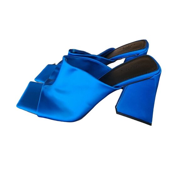 ASOS Designs Open Toe Bright Blue Retro Chunky Heel Sandal Womens size 11 - Picture 4 of 10